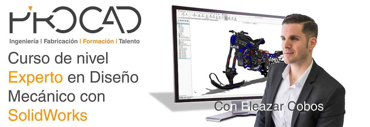 Cover_CURSOS-Eleazar(CSWE-MD) grupoPROCAD.com: Curso online de Modelado de Diseño Mecánico Experto con Solidworks por Eleazar Cobos.