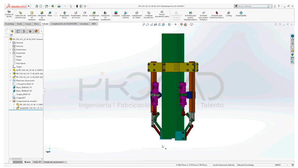 www.grupoprocad.com/ imagen animada de la interfaz de solidworks en la que se aprecia como funciona un subensamblaje flexible